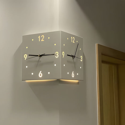 Square Simple Double Sided Wall Clock with Arabic Numeral Scale